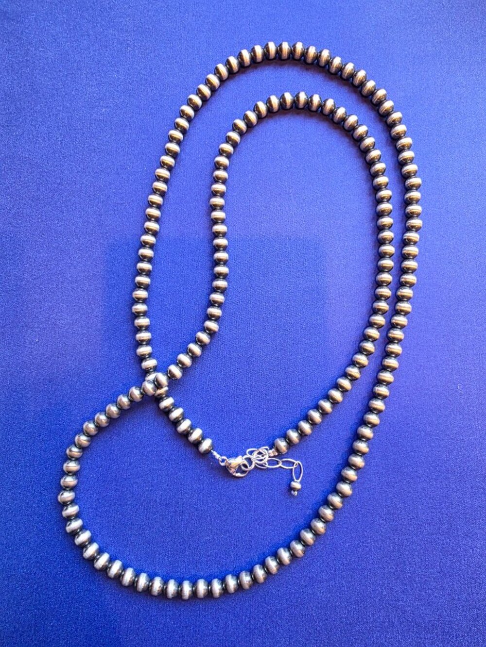 Sterling Silver Navajo Silver Beads (Navajo Pearls) 36", 6mm